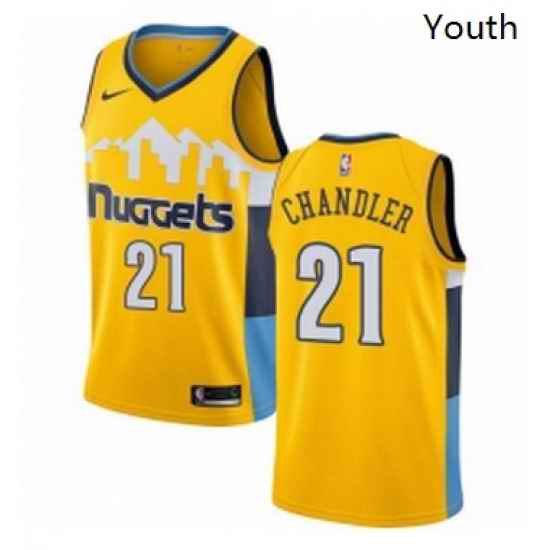 Youth Nike Denver Nuggets 21 Wilson Chandler Authentic Gold Alternate NBA Jersey Statement Edition